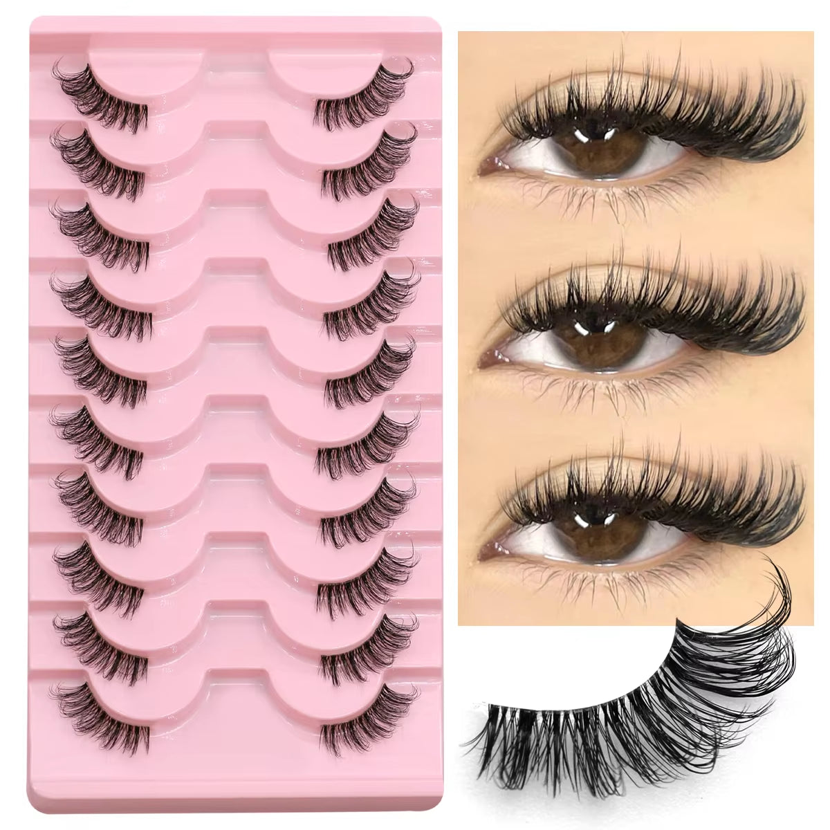 Half Fake Eyelashes Half Lashes Soft Natural Cat Eye Lashes Natural Look Nvisible Band Eyeashe Fluffy Eyelashes