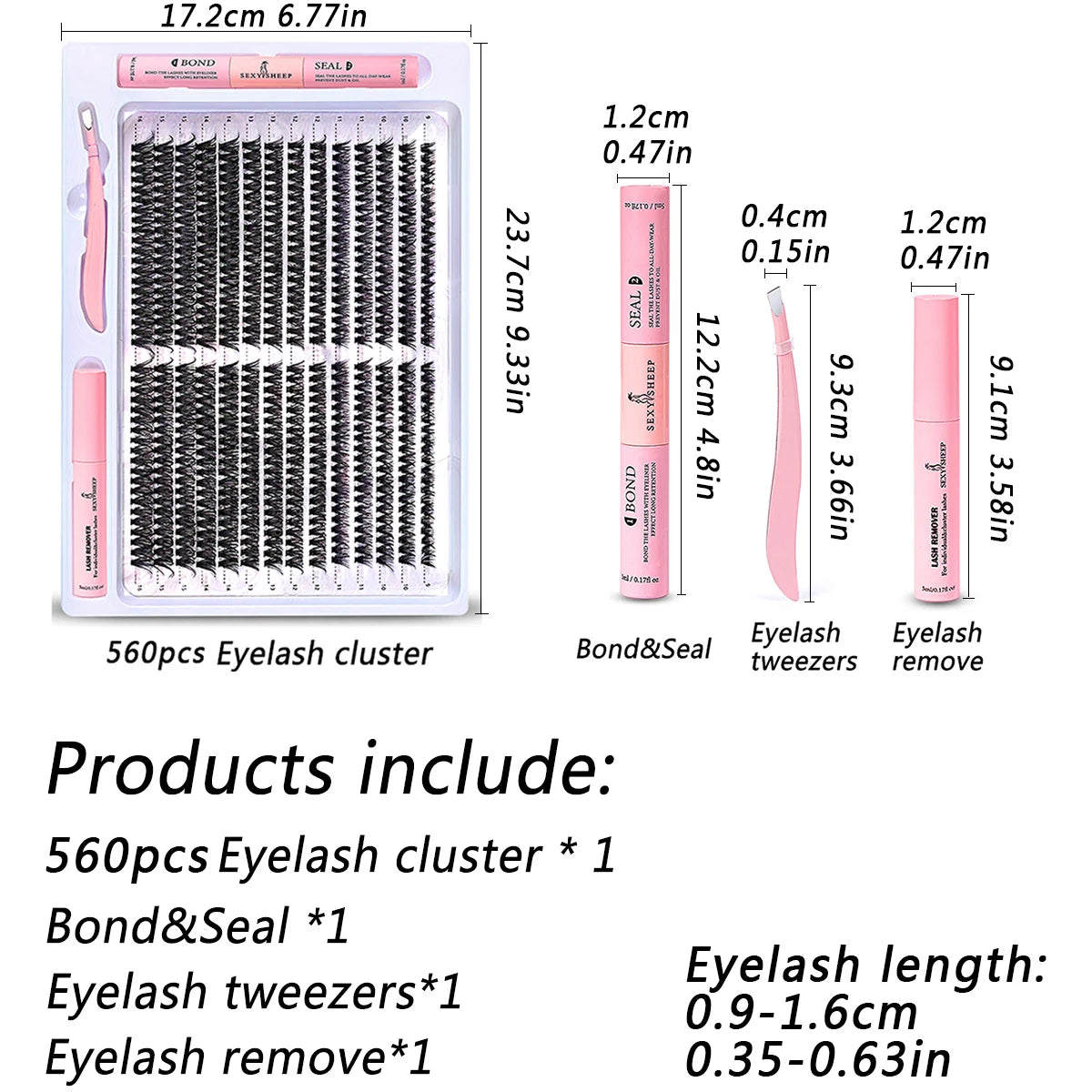 560Pcs Diy Lash Extension Kit Cluster Eyelash