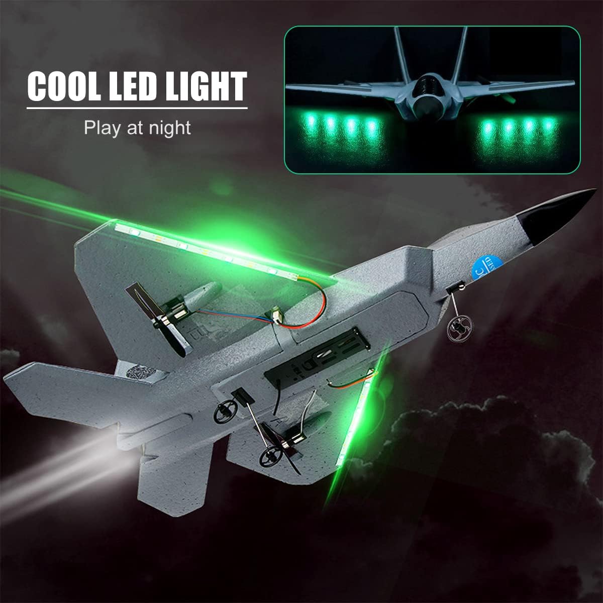 RC Plane Remote Control F22 Fighter Raptor Airplane with Lights, 2.4Ghz 2CH Foam Drone Ready to Fly Aircraft Toy for Kids and Adults