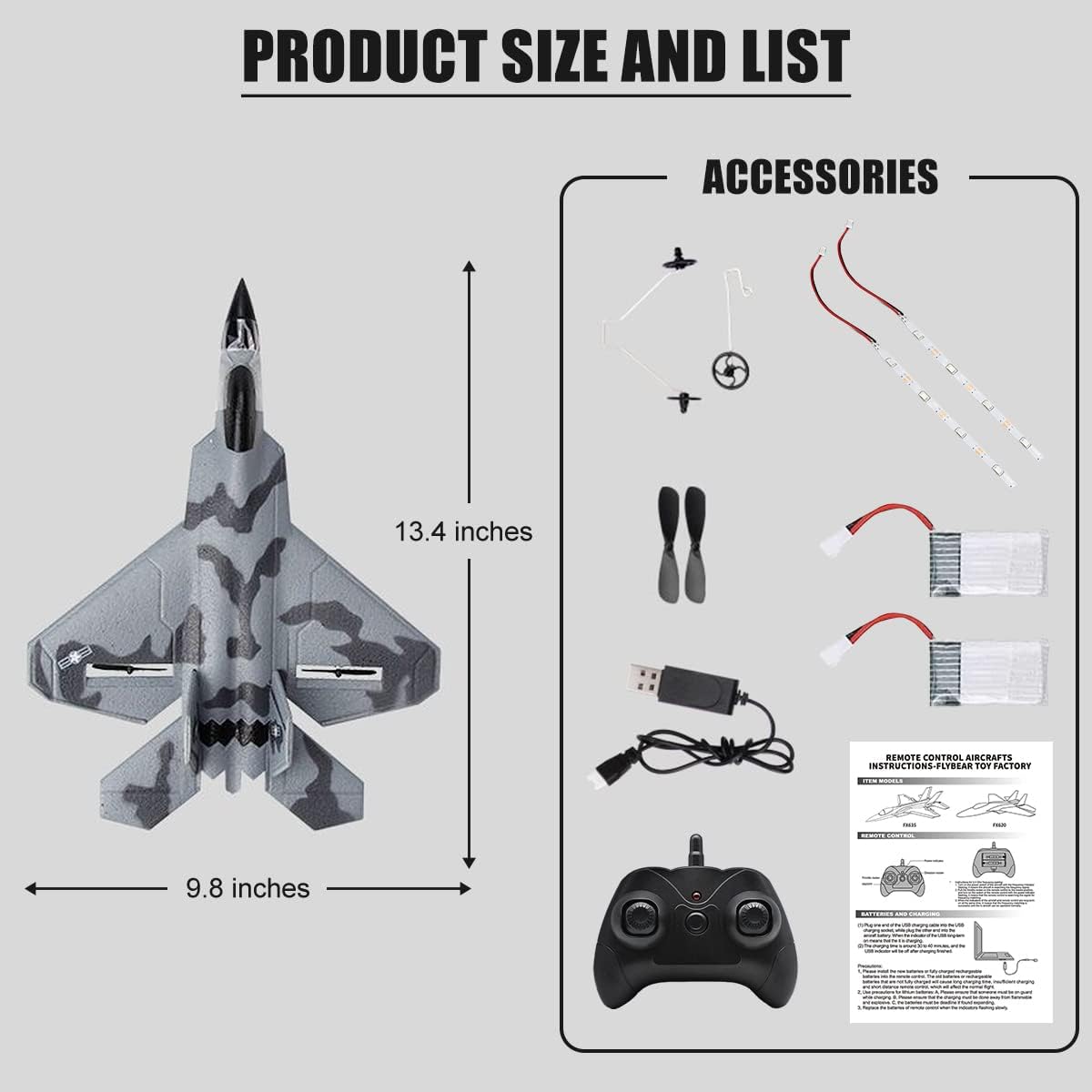 RC Plane Remote Control F22 Fighter Raptor Airplane with Lights, 2.4Ghz 2CH Foam Drone Ready to Fly Aircraft Toy for Kids and Adults