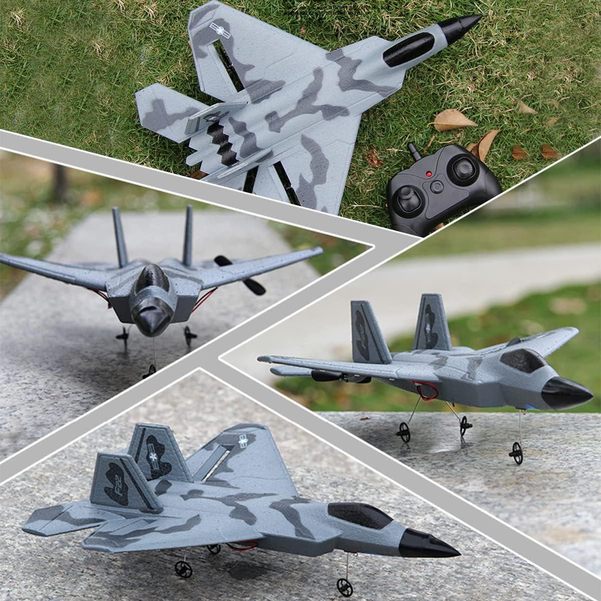 RC Plane Remote Control F22 Fighter Raptor Airplane with Lights, 2.4Ghz 2CH Foam Drone Ready to Fly Aircraft Toy for Kids and Adults