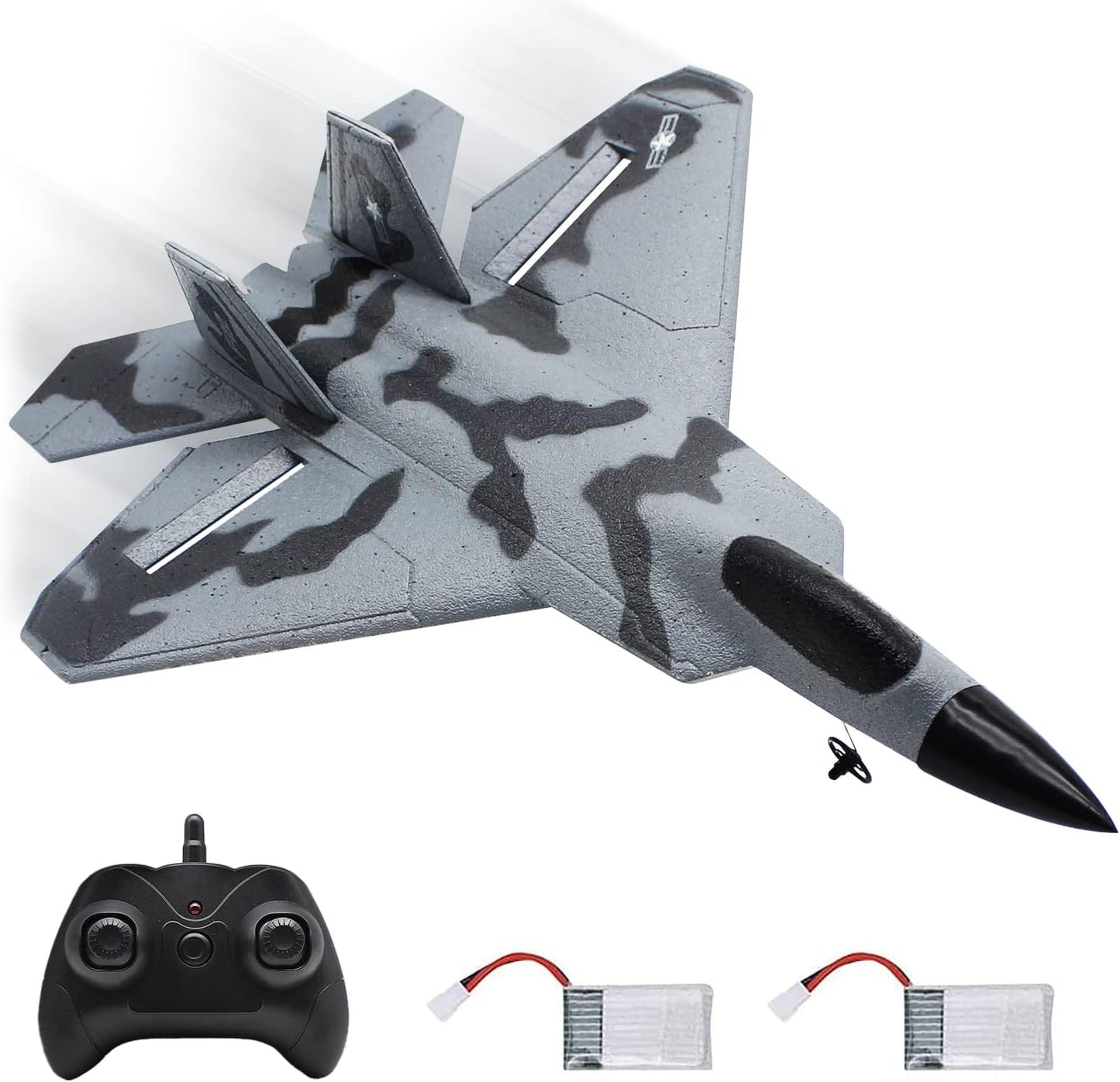 RC Plane Remote Control F22 Fighter Raptor Airplane with Lights, 2.4Ghz 2CH Foam Drone Ready to Fly Aircraft Toy for Kids and Adults