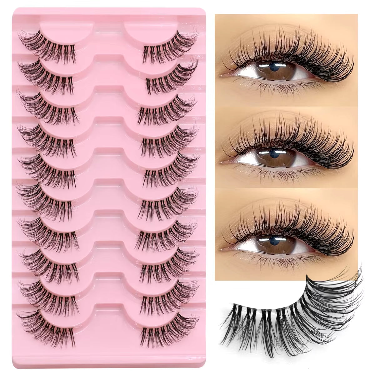 Half Fake Eyelashes Half Lashes Soft Natural Cat Eye Lashes Natural Look Nvisible Band Eyeashe Fluffy Eyelashes