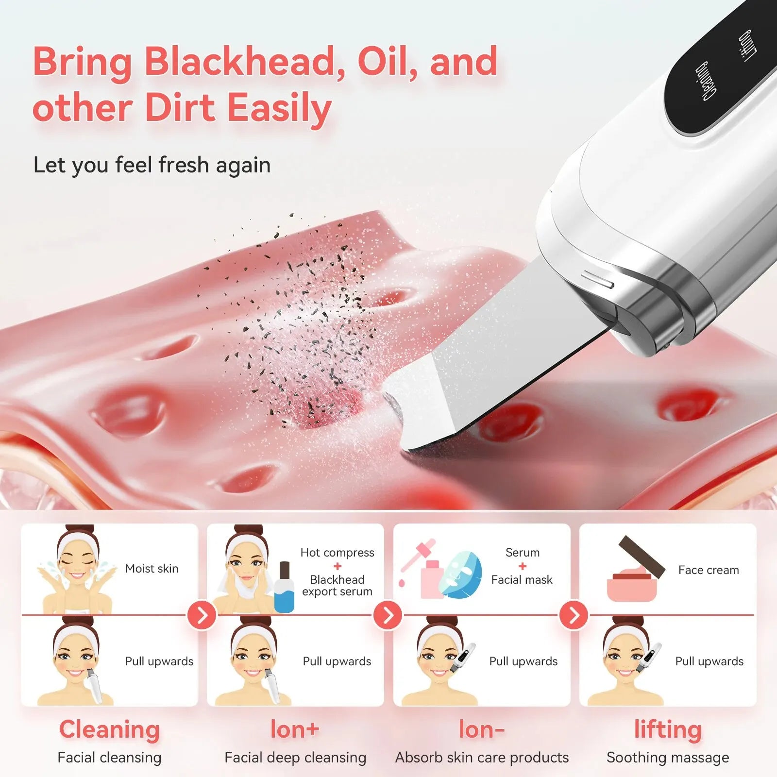 Ultrasonic Skin Scrubber Face Skin Spatula