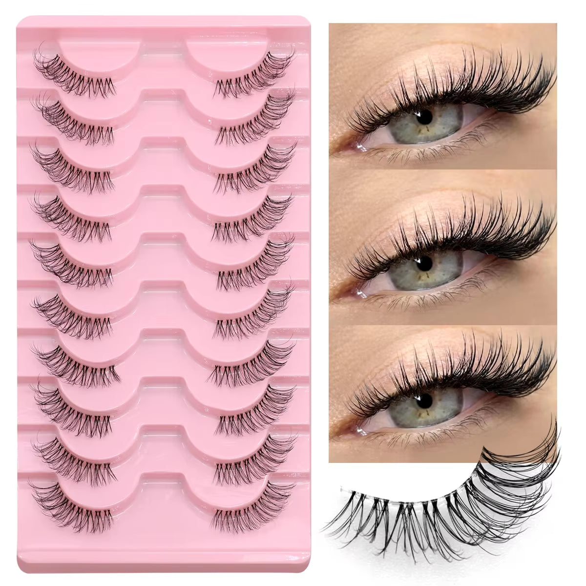 Half Fake Eyelashes Half Lashes Soft Natural Cat Eye Lashes Natural Look Nvisible Band Eyeashe Fluffy Eyelashes