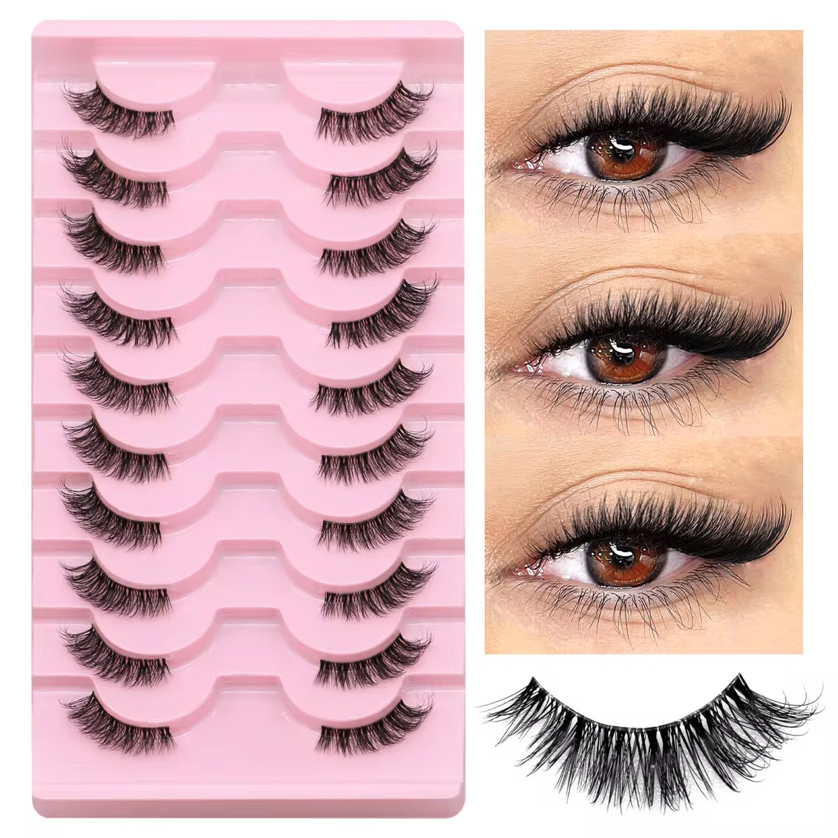 Half Fake Eyelashes Half Lashes Soft Natural Cat Eye Lashes Natural Look Nvisible Band Eyeashe Fluffy Eyelashes