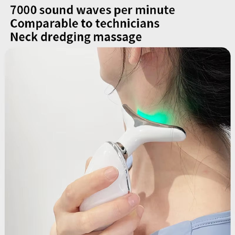 Neck Face Beauty Device Colorful LED Photon Therapy Skin Tighten Reduce Double Chin anti Wrinkle Remove Lifting Massager