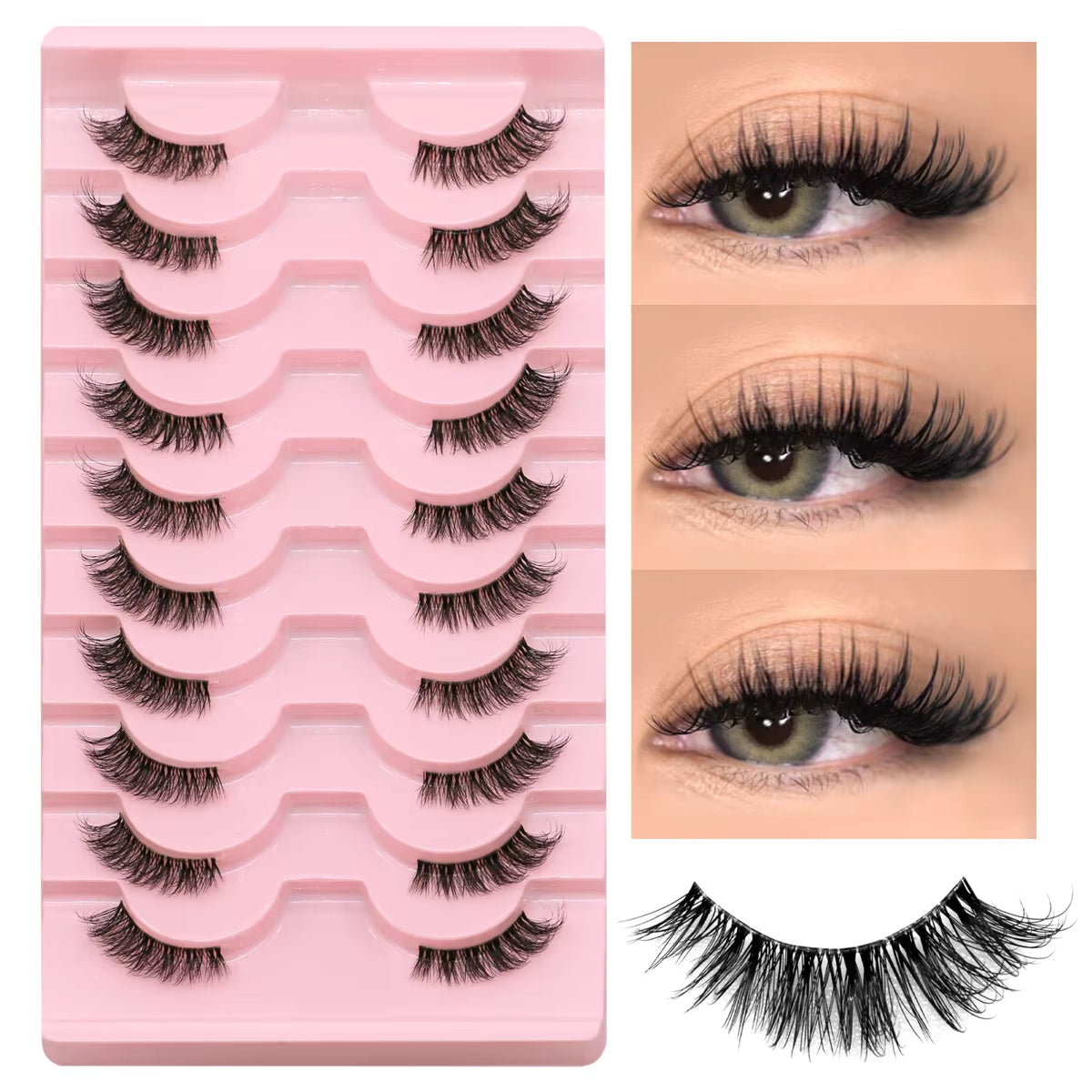 Half Fake Eyelashes Half Lashes Soft Natural Cat Eye Lashes Natural Look Nvisible Band Eyeashe Fluffy Eyelashes